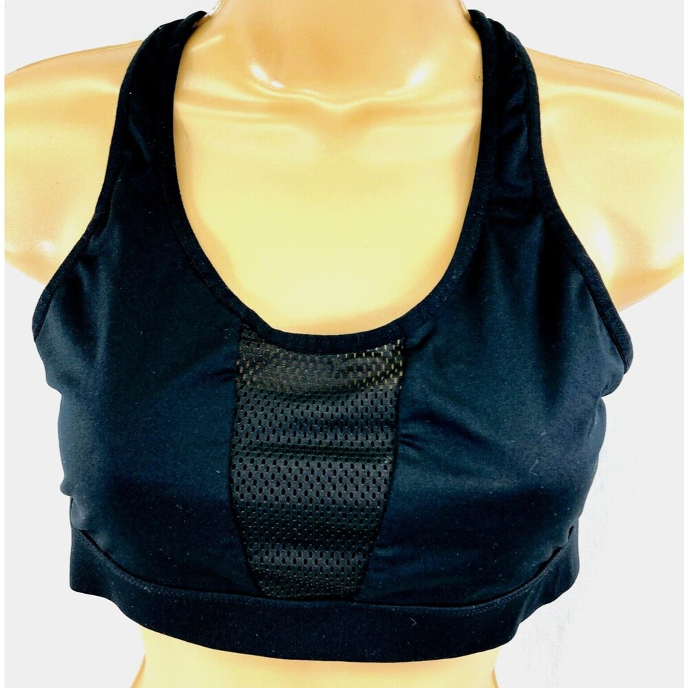 C9 Champion Sports Bra CrissCross Strappy Halter Black XS S M Mesh Stretch Yoga